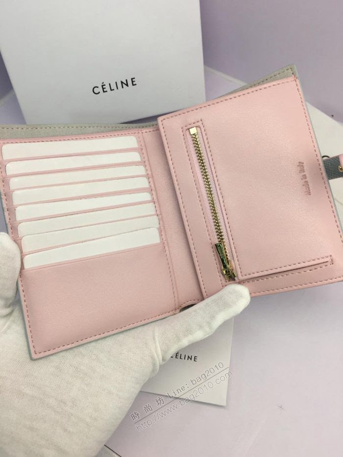 CELINE女包 賽琳專櫃款 搭扣拼色錢夾 0146 手掌紋牛皮 賽琳女錢包  sl2004
